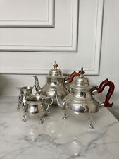 Vtg Kirk Stieff Williamsburg Pewter Coffee & Teapot creamer sugar bowl set of 4 picture