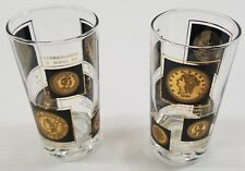 N) Set of 2 Vintage Culver Coin Highball Glasses Barware Belgium France Italy US picture