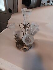 Vintage English Silver Plate and Glass Epergne Centerpiece,GORGEOUS  picture