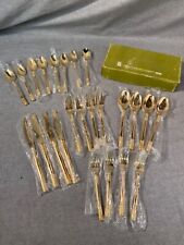 24pc STANLEY ROBERTS  Gold Plated Stainless Flatware Service for 4 NOS picture