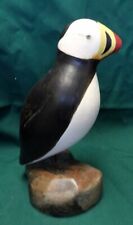 Adorable Vintage Carved and Hand Painted Wooden Puffin picture