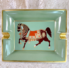 HERMES PARIS Porcelain Ashtray Horse Green Change Tray 16 x 20 cm picture