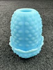 Vintage Fenton Art Glass Satin Blue Hobnail Fairy Lamp 4.5