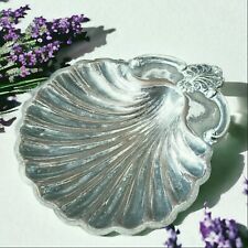 Vintage Silverplate Shell Bowl, Vanity Dresser Ring Dish England w Patina picture