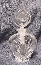 Beautiful Lead Crystal Perfume Bottle w/Flower Stopper picture
