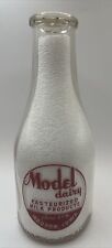 Vintage MODEL DAIRY Quart Pyro Milk Bottle Waukon Iowa picture