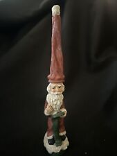 Long Hat Tall Santa Claus Figurine Christmas Rustic Painted Ceramic 6” picture