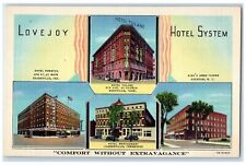 c1940's Lovejoy Hotel System Multi-View Hotels Chattanooga Tennessee TN Postcard picture