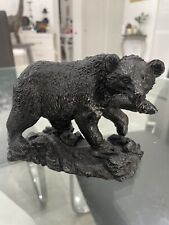 Collectable Black Bear Fishing  Statue Hand Crafted from Coal picture