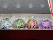 VINTAGE BOX SET OF 4 Joan Rivers Egg Shaped Christmas Ornaments Glittered picture