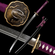 Dragon Brass Tsuba Clay Tempered T10 Steel Blade Japanese Sword Samurai Katana  picture