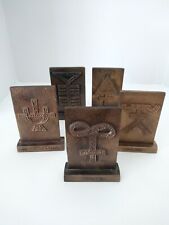 1977-81 Tinactin Apothecary Symbols Pharmacy Bronze Metal Paperweight Bookends  picture