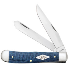 Case xx Knives Trapper Blue Denim Canvas Laminate 60510 Pocket Knife Stainless picture