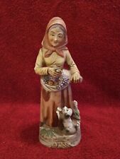 Homco Old Woman With Fruit In Apron And Dog #1417 Ceramic Porcelain  picture