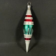 Vintage Christmas Ornament Mercury Glass ICICLE Striped Silver Red 5.5