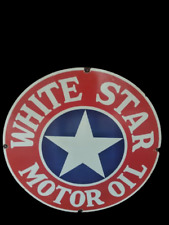 PORCELIAN WHITE STAR  ENAMEL SIGN SIZE 30X30 INCHES DOUBLE SIDED picture