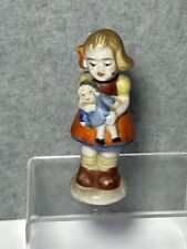 Little Girl With Doll Porcelain Appr  3” Japan picture