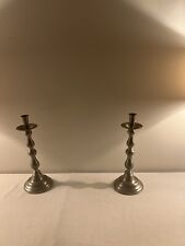 Vintage Pewter Metal Large Victorian Ornate Pair of Candlestick Holders 17” picture