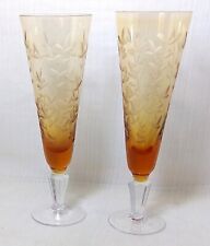 Beautiful Vintage Soviet Glasses Wineglass for Champagne Peach crystal USSR 2 pc picture