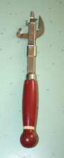 Vintage EKCO A & J Tempered Steel Red Wood Handle Bottle Can Opener  picture