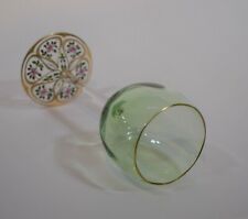 Moser Wine Green Goblet w/Hand Painted Base - Circa 1930 picture