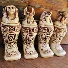 Antique Set of 4 Egyptian Ancient Canopic Jars Organs Funerary Statues...X-LARBC picture