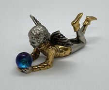 Pewter Metal Figurine with Glass Globe pixie 3.5” long picture