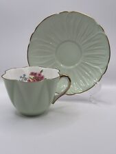 Very Rare & Vintage Shelley Dainty Shape Mint Green Stocks Teacup & Saucer picture