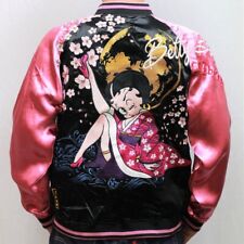 Betty Boop Sakura Moonlight Japanese Sukajan REVERSIBLE XL Jacket from Japan NWT picture