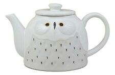 Whimsical Fat Snow Owl Ceramic 52oz Large Tea Pot With Built In Strainer Spout picture