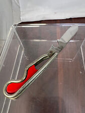 Vintage & Rare Geo. Schrade B'PORT CT OLD Red Metal Handle KNIFE 1942 WWII picture