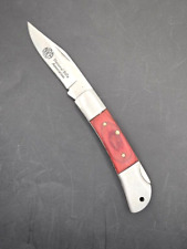 Very Nice NRA 440 Stainless Folding Pocket Knife W/Wood Handle    picture
