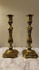 Brass Candle Holders Pair Of 2 Heavy, Solid Vintage 12.5” Tall Heavy picture