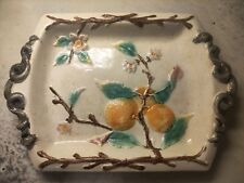 Majolica Antique Platter, Lemon Branch and Snake, 19th Century, Authentic, Rare picture