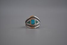 Old Pawn Navajo Sterling  Silver and Turquoise Ring  Size 10 3/4 picture