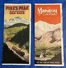 TWO 1920s Pikes Peak Cog Rd & Manitou Colorado Springs Brochures Tourist Maps picture