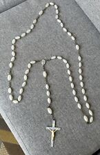 VINTAGE CATHOLIC THE LAST ROSARY MOONGLOW BEADS FUNERAL CASKET WALL HANGING 48