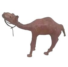  Vintage Handmade Leather Wrapped Camel Statue Figurine Display 14.5