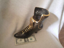 Vintage Victorian Shoe / boot planter Ceramic  Brown with Gold Trim picture