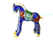 Vintage Small Blue Tone Cloisonne Copper Enamel Horse Figurine,China Handicrafts picture