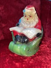 Antique Santa Christmas 1940s Rare Chalk Ware 8” Bank Santa Writing In Book RARE picture