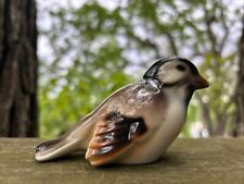 Rare VTG Keramos Porcelain Ceramic Brown Bird Sparrow Figurine Wien Austria picture