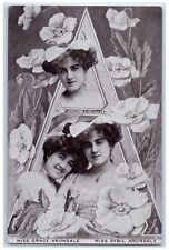c1910's Pretty Womens And Flowers Large Letter A Actress Tuck's Antique Postcard picture