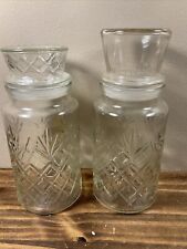 2 Vintage Anchor Hocking Mr. Peanut Clear Glass Canister Jar With Lid Planters picture