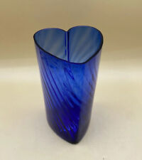 Lucyna Huta Szlka Poland Cobalt Blue Heart Shape Vase Vintage picture