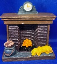 Vintage Dog Laying Sleeping at Fireplace Figurine picture
