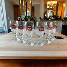 Stella Artois Gold Rimmed Beer Taster Glasses 15 CL Miniature 6” Small Six Pack picture
