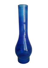 Cobalt Blue Vienna Glass Chimney For Kerosene Oil Lamps - 10 15/64
