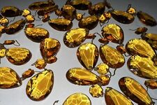 Lot of 31 Vintage Amber Glass Pendalogue Prisms 1 1/2