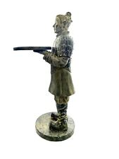 Chinese Soldier Large 37” Asian Statue with Serving Tray Vintage Oriental Decor picture
